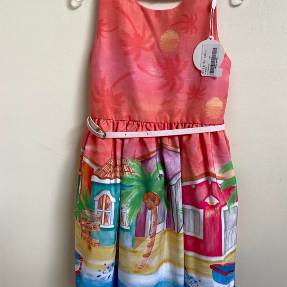 NWT Sucre Palm Tree Dress with Belt - Picture 1 of 1